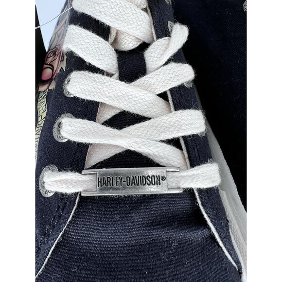 HARLEY-DAVIDSON D83605 Womens Rose & Dagger Canvas Low Tops Black Sz 9.5 NWT - Picture 4 of 12